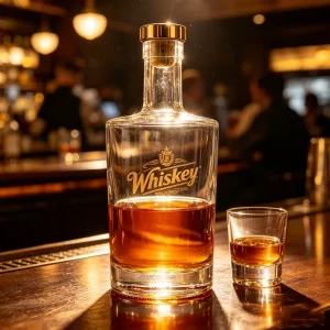 500ml 700ml 750ml Clear Empty Round Beverage Spirit Glass Water Bottle For Whiskey Vodka Brandy Rum Gin With Cork