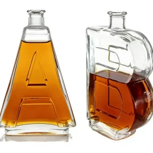 500ml 700ml 750ml Letter-Shaped Customized Clear Whiskey Glass Bottles for Vodka