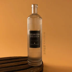 500ml 700ml 750ml Round Ribbed Glass Spirits Bottles for Whiskey Vodka Rum Gin Tequila