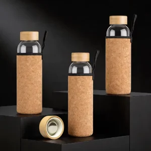500ml 750ml 1000ml Glass Water Bottle with Non-Slip Cork Sleeve for Sports Fitness and Travel