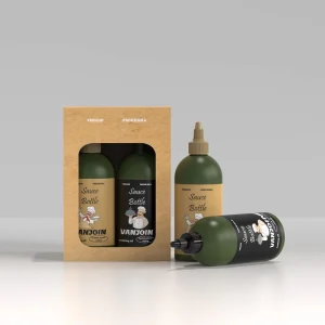 500ml 750ml 1000ml PET Refillable Frosted Green Squeeze Oil Bottles With Twist Cap