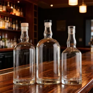 500ml 750ml 1000ml Transparent Glass Wine and Liquor Bottles with Wooden Cork
