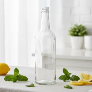 500ml 750ml Clear Round Glass Wine Bottles Long Neck Beverage Spirit Liquor Packaging Glass Bottles with Aluminum Caps