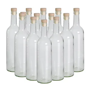 500ml 750ml Empty clear Glass Wine Bordeaux Bottle with Cork