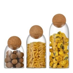 500ml 800ml 1200ml Glass Beverage Storage Jar with Cork or Bamboo Lid