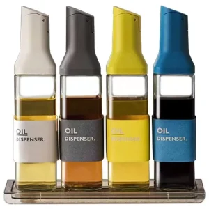 500ml Automatic Opening Glass Oil Pouring Bottle Dispenser for Kitchen Cooking