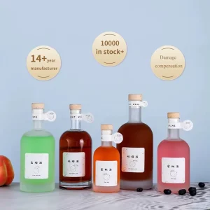 500ml Blue Rectangle Glass Bottle and 100ml Mini Glass Bottle for Juice Skin Care Cream Alcohol Solution and Drinks