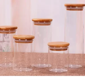 500ml Borosilicate Glass Jar with Wide Mouth, Soft Cork, and Bamboo Closure