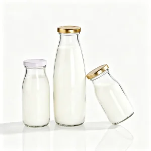 500ml Clear Flat Base Round Glass Bottles for Milk Yogurt Homemade Alcohol Packing