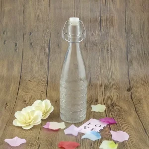 500ml Clear Round Glass Bottles for Beverages with Plastic Clip Lids BPA-Free Food-Safe