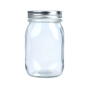 500ml Clear Round Glass Food Container with Aluminium Cap