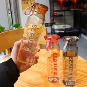 500ml Diamond Glass Water Bottle Transparent Leakproof Kid-Friendly Cup