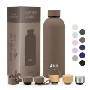 500ml Eco Friendly Soft Touch Rubber Stainless Steel Vacuum Flask Sports Insulated Water Bottle For Business Gifts Hot Cold