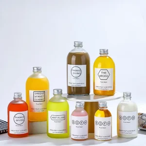 500ml Frosted Glass Bottle with Lid Transparent Enzyme Juice Drink Bottle Customizable Reusable Glass Beverage Vessel