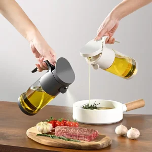 500ml Glass 2-in-1 Olive Oil Dispenser and Sprayer With Grip Handle