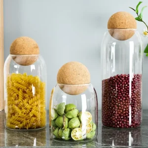 500ml Glass Storage and Candle Jar with Wood Cork Ball Lid