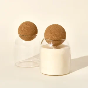 500ml Handmade Glass Candle Jar Empty Heat Resistant Glass Vessels Candle Jars With Round Wooden Cork Ball Lids for Candles