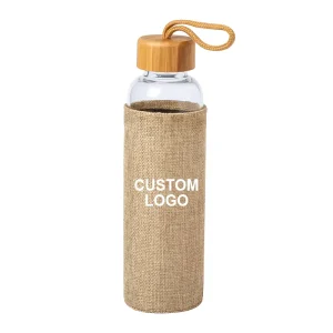 500ml Heat-Resistant Glass Water Bottle with Reusable Screw-On Bamboo Lid Leakproof Tea Cup