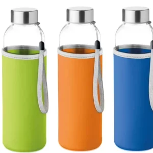 500ml Heat-Resistant Glass Water Cup with Leak-Proof Screw-On Lid and Customizable Logo