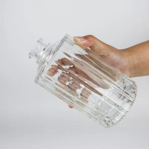 500ml Heavy-Base Stripe Glass Wine Bottle with T-Top Cap and Cork Stopper