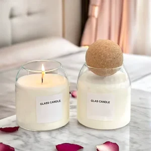 500ml High Borosilicate Round Glass Candle Jar with Cork Lid