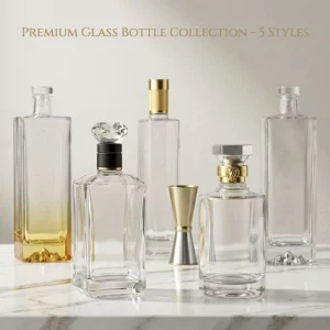 500ml Luxury Premium Clear Glass Liquor Bottle 5 Styles Empty Lead Free Whiskey Spirit Bottle with Luxury Screw Cap