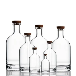 500ml Matte Black Round Glass Liquor Bottle with Cork for Gin Vodka Whisky Tequila and Rum
