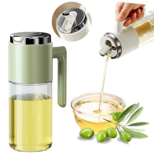 500ml No Drip Spout Stainless Steel Automatic Cap Leakproof Cooking Glass Olive Oil Dispenser Bottle