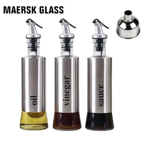 500ml Olive Oil Cruet Glass Bottle with Stainless Steel Shell