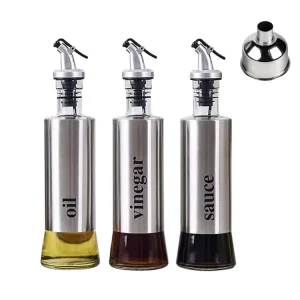 500ml Olive Oil Cruet Glass Bottle with Stainless Steel Shell