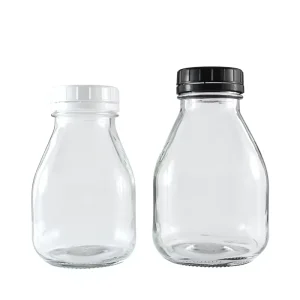 500ml Round Glass Container Tamper-Proof Beverage Milk Bottle with Caps Empty Screen-Printed