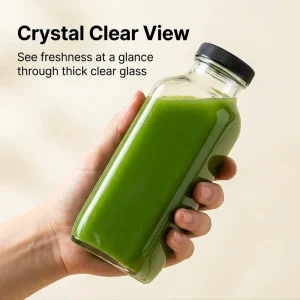 500ml Square Glass Bottle for Wine, Milk, and Juice with Lid