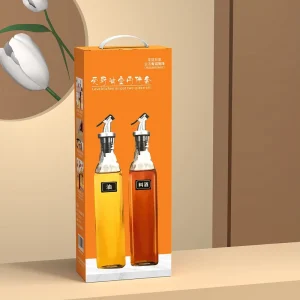 500ml Square Glass Cooking Oil Storage Dispenser Bottle with Spout for Travel Use