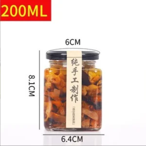 500ml Square Screw Cap Screen Printed High Transparency Glass Jelly Bottle