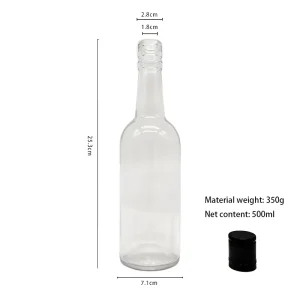 500ml Transparent Glass Bottles for Carbonated Beverages Water and Soda