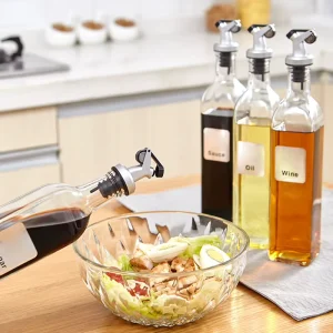 500ml Transparent Round Glass Bottle for Cooking Oil, Sauce, Soy Sauce, Vinegar and Seasonings