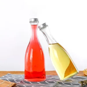 500ml Transparent Round Glass Wine Bottle with Cork Lid for Whisky, Vodka, Wine and Tequila
