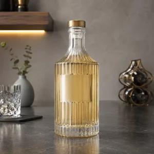 500ml Vertical Threaded Cylindrical Glass Wine Bottle for Gin, Vodka and Whisky Packaging