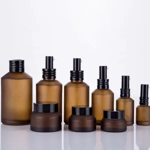 50g 15ml 30ml 100ml Matte Frosted Cosmetic Packaging Set Slant Shoulder Glass Bottle Cream Serum Skincare Lotion Bottle Jars