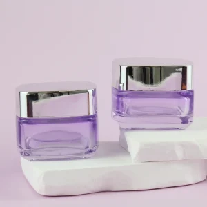 50g Cosmetic Glass Cream Jar with Screw Cap and Screen Printing for Skincare Packaging