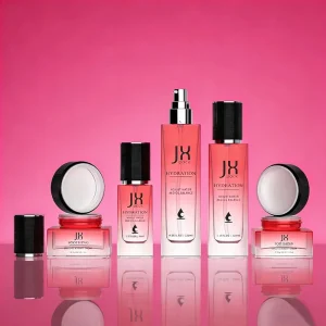 50g Jarsking square Body Cream Jar and 40ml 100ml 120ml Lotion Bottles Red Cosmetic Glass Bottle Set