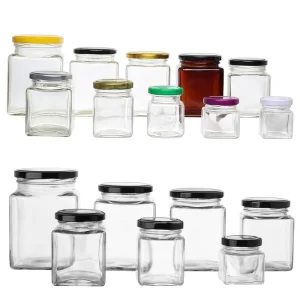 50ml 100ml 200ml 380ml 500ml Small Honey Square Clear Spice Bottle Glass Food Jar Packaging With Metal Lid
