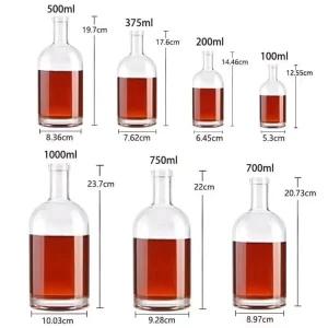 50ml 100ml 375ml 500ml 700ml 750ml 1000ml Liquor Glass Bottles for Vodka Whisky Spirits