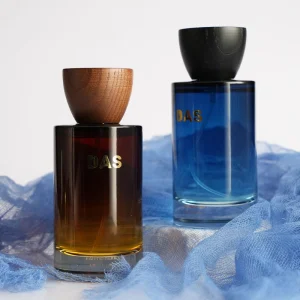 50ml 100ml Heavy Base Glass Perfume Bottle with Custom Wooden Lids for Natural Cosmetic Lines