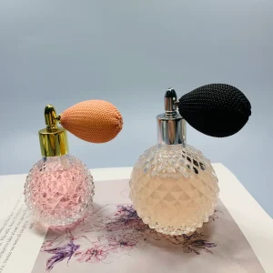 50ml 100ml Round Transparent Crystal Glass Perfume Bottles with Diamond Pump Sprayer