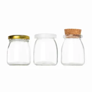 50ml 100ml Wide Mouth Glass Mousse Bottle Pudding Jar with Lid