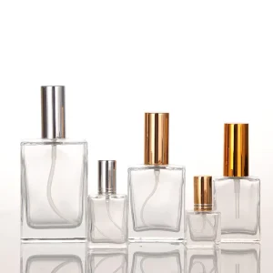 50ml 2oz 100ml 4oz Empty Spray Perfume Cologne Atomizer Square Glass Bottle with Gold Sprayer