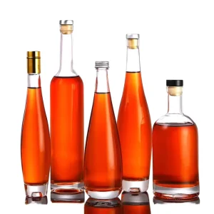 50ml 750ml Empty Glass Wine Bottle with Cork and Screw Cap for Coffee Liquor Water Whiskey Tequila Champagne