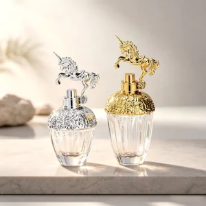 50ml 80ml Transparent Unicorn Glass Perfume and Cosmetic Spray Bottles, Refillable