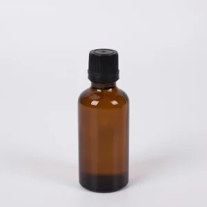 50ml Amber Cylinder Glass Bottle with Black Screw Cap, Light-Proof for Essential Oils and Cosmetics
